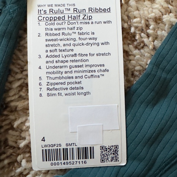 Lululemon It’s Rulu Run Ribbed Cropped Half-zip - Picture 2 of 4